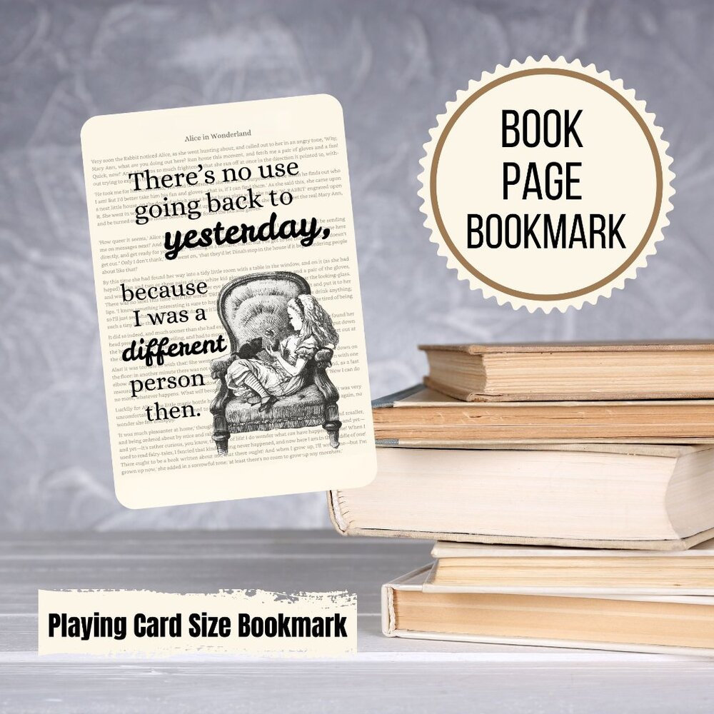 Alice in Wonderland Book Page Bookmark, Unique Bookmark